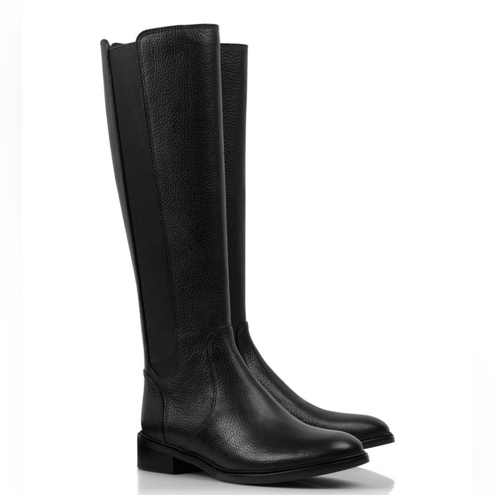 Tory Burch Christy Tumbled Leather Stretch Boot, Black size 9